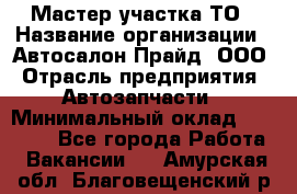 Мастер участка ТО › Название организации ­ Автосалон Прайд, ООО › Отрасль предприятия ­ Автозапчасти › Минимальный оклад ­ 20 000 - Все города Работа » Вакансии   . Амурская обл.,Благовещенский р-н